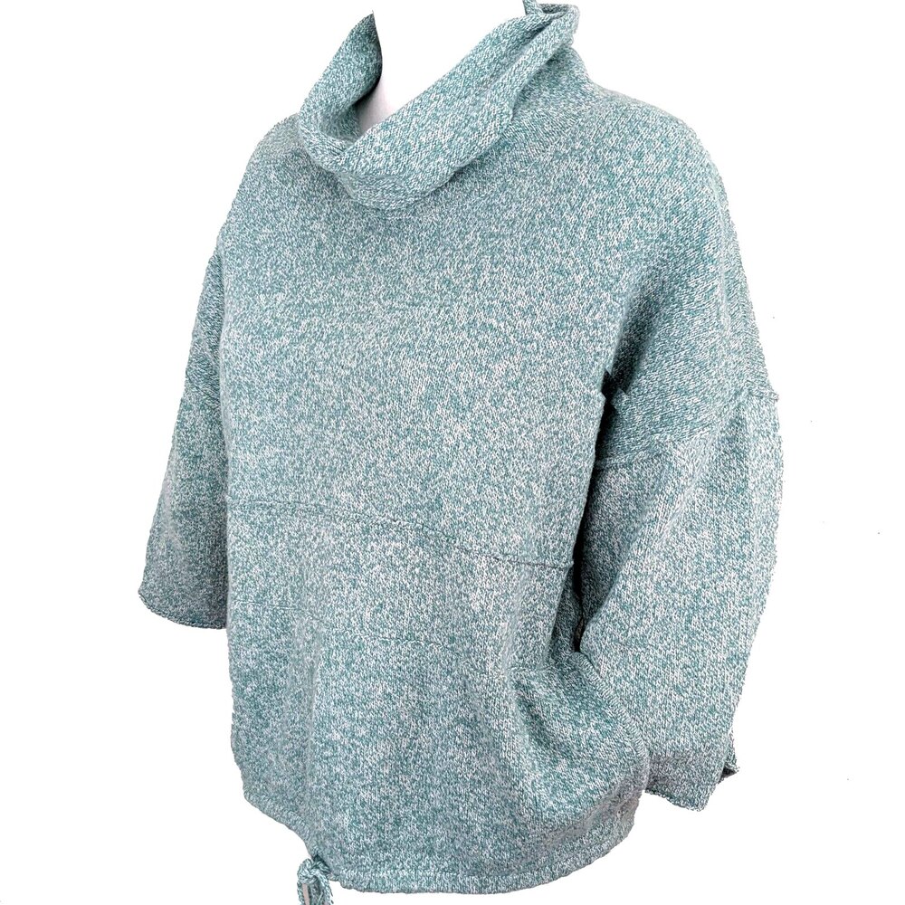 Pure Jill Kimono Cowl Neck Size SM Blue Cotton Cashmere Sweater